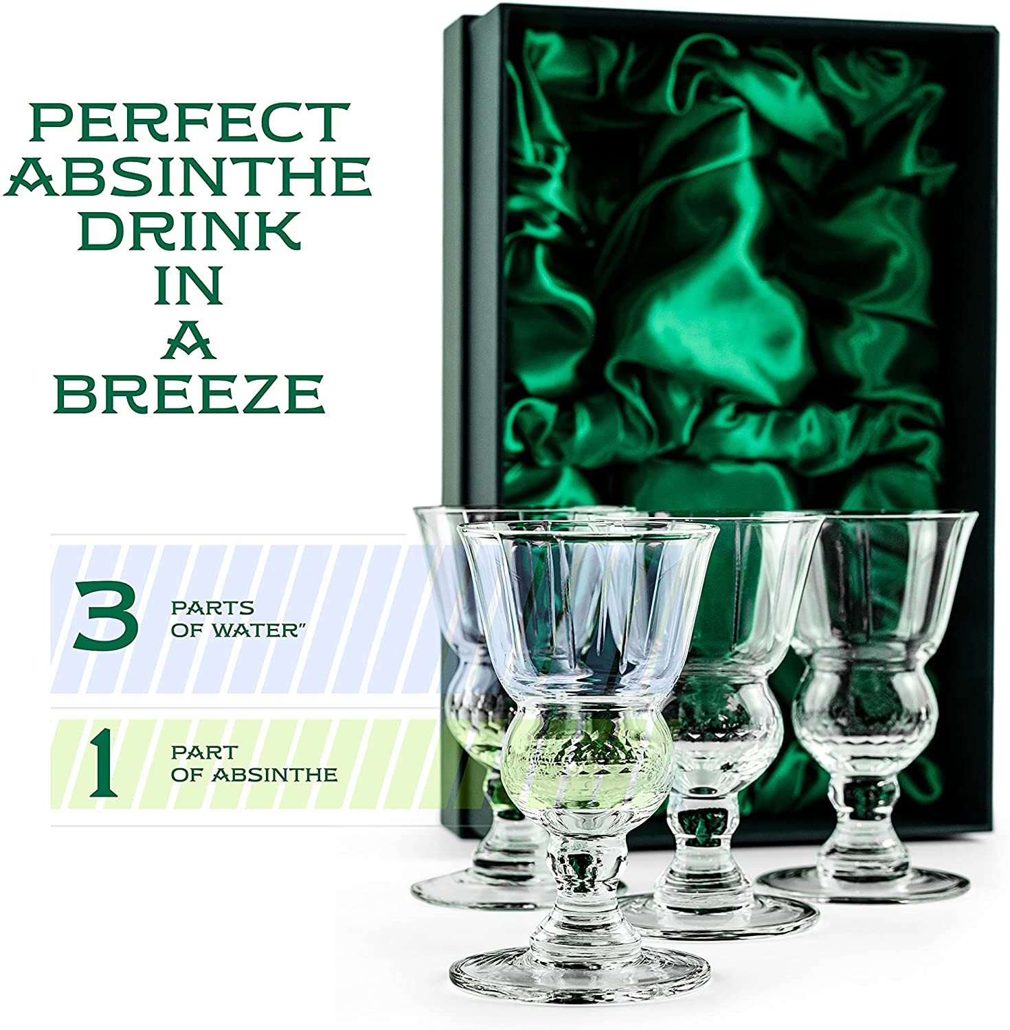Absinthe Reservoir Bubble Glasses | Set of 4 | French Pontarlier