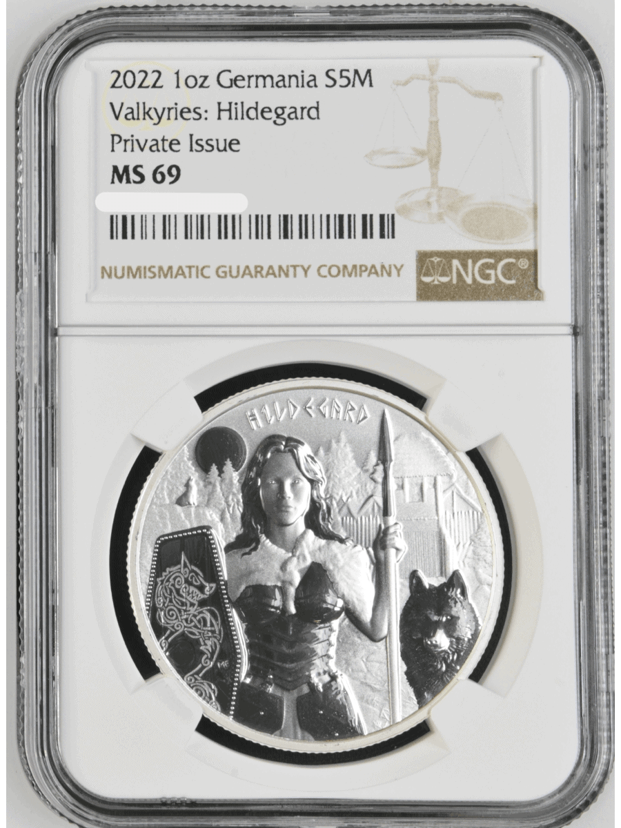 2022 Germania Valkyries Hildegard 1 oz Silver Coin NGC MS 69
