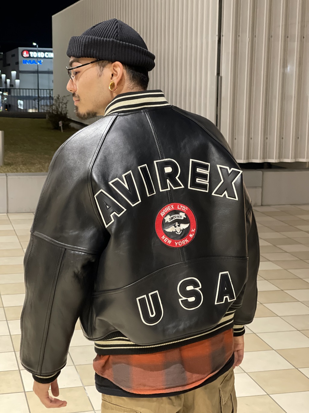 良品 アヴィレックス アーチロゴ レザージャケット スタジャン