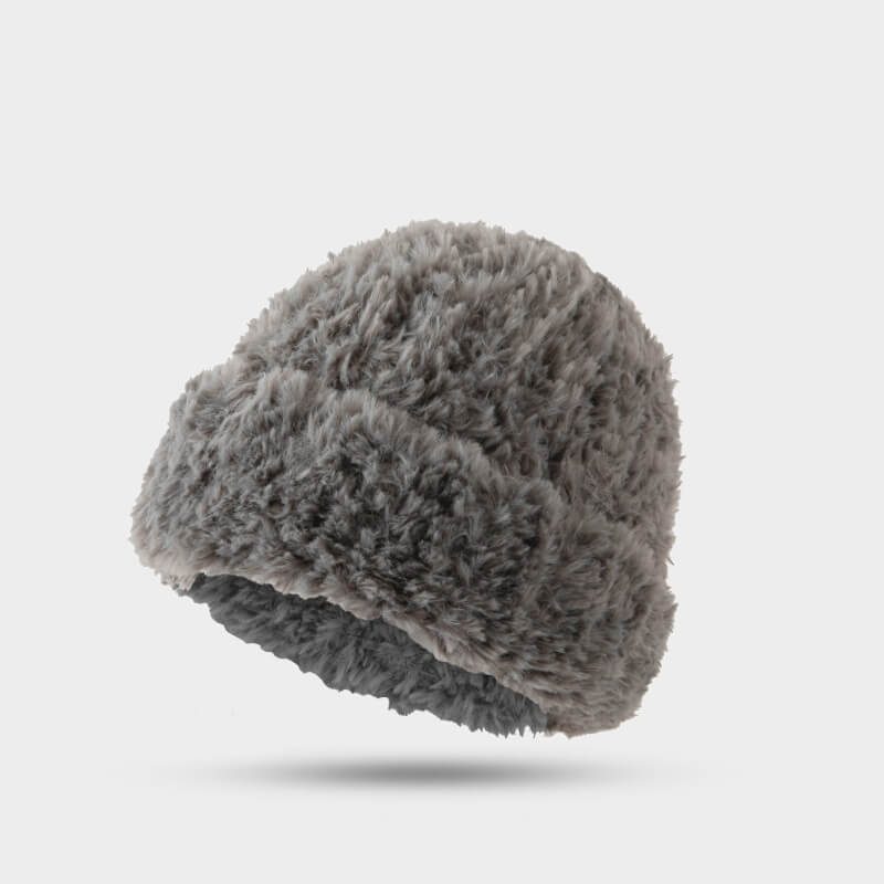 帽子 theredthread S fuzzy knit beanie gray THEREDTHREAD / ザレッド