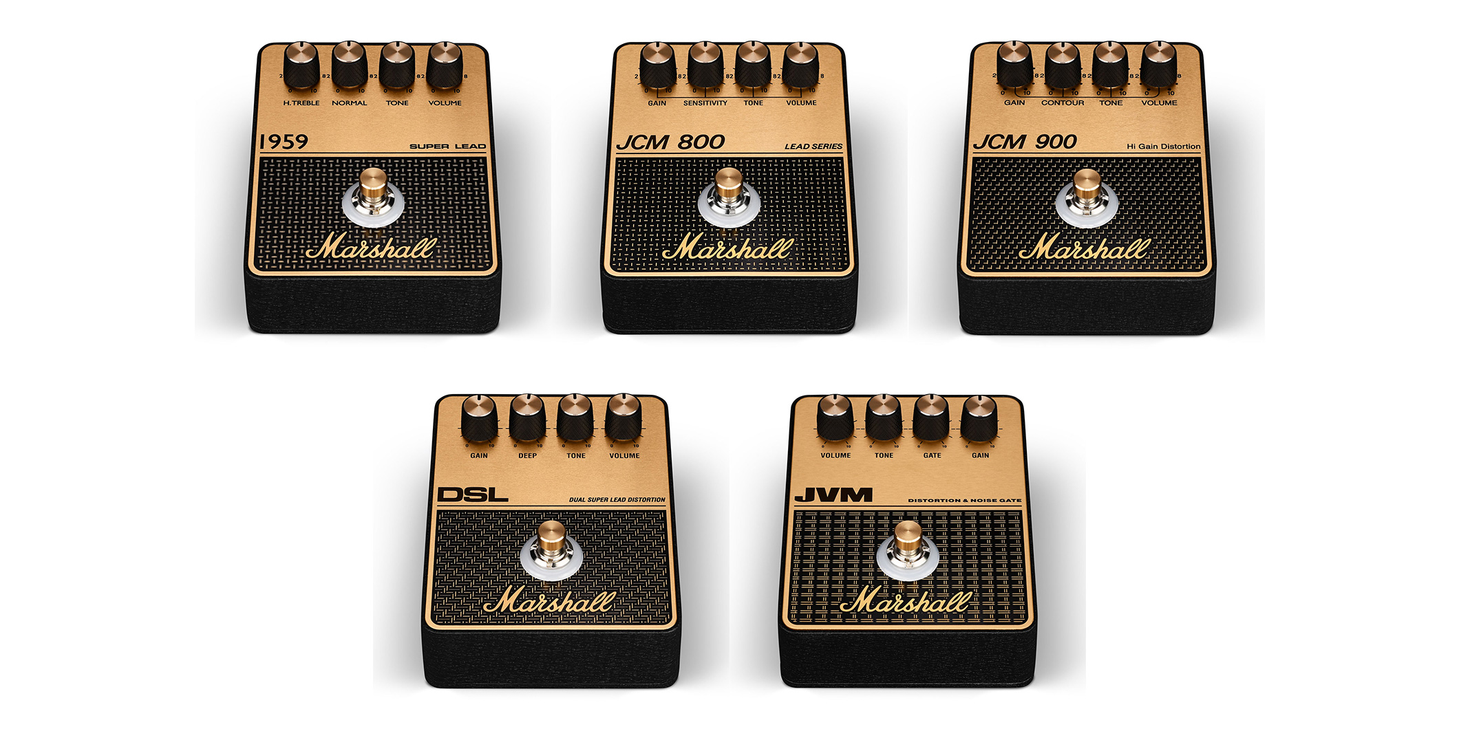 マーシャルより、歴代アンプのサウンドを再現した歪み系ペダルが5機種
