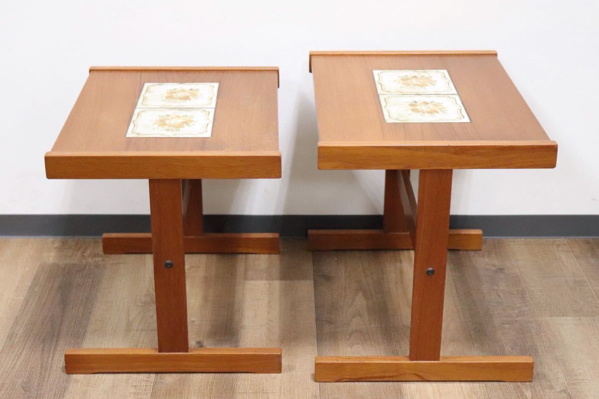 年末年始saleヴィンテージ ネストテーブル サイドテーブル 花台 剥離 2