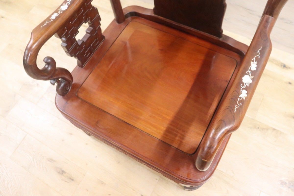 螺鈿細工 唐木家具 椅子 ア ームチェア 中国椅子 送料込み ② 希少