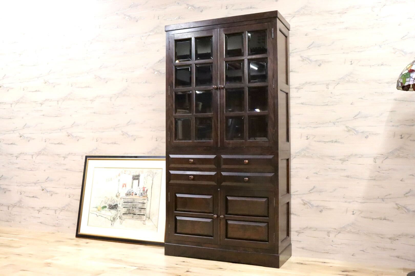 GMHS16○松本民芸家具 G-2型 面取食器棚 食器棚 飾り棚 収納棚