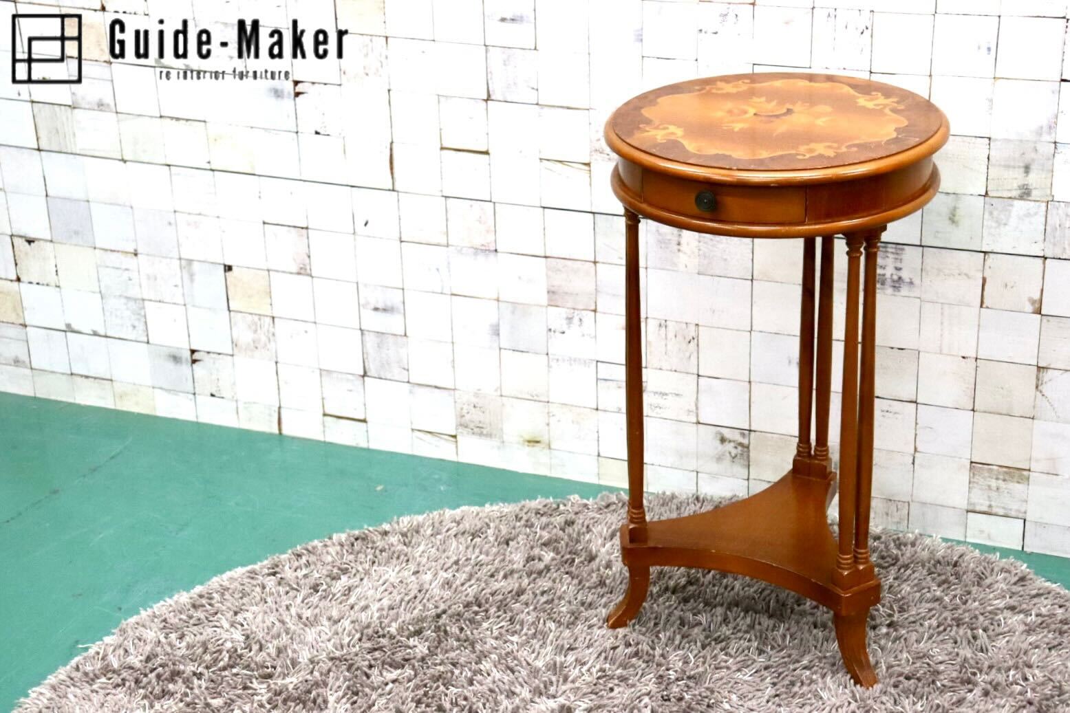 B7055【象嵌】サイドテーブル アンティーク 花台