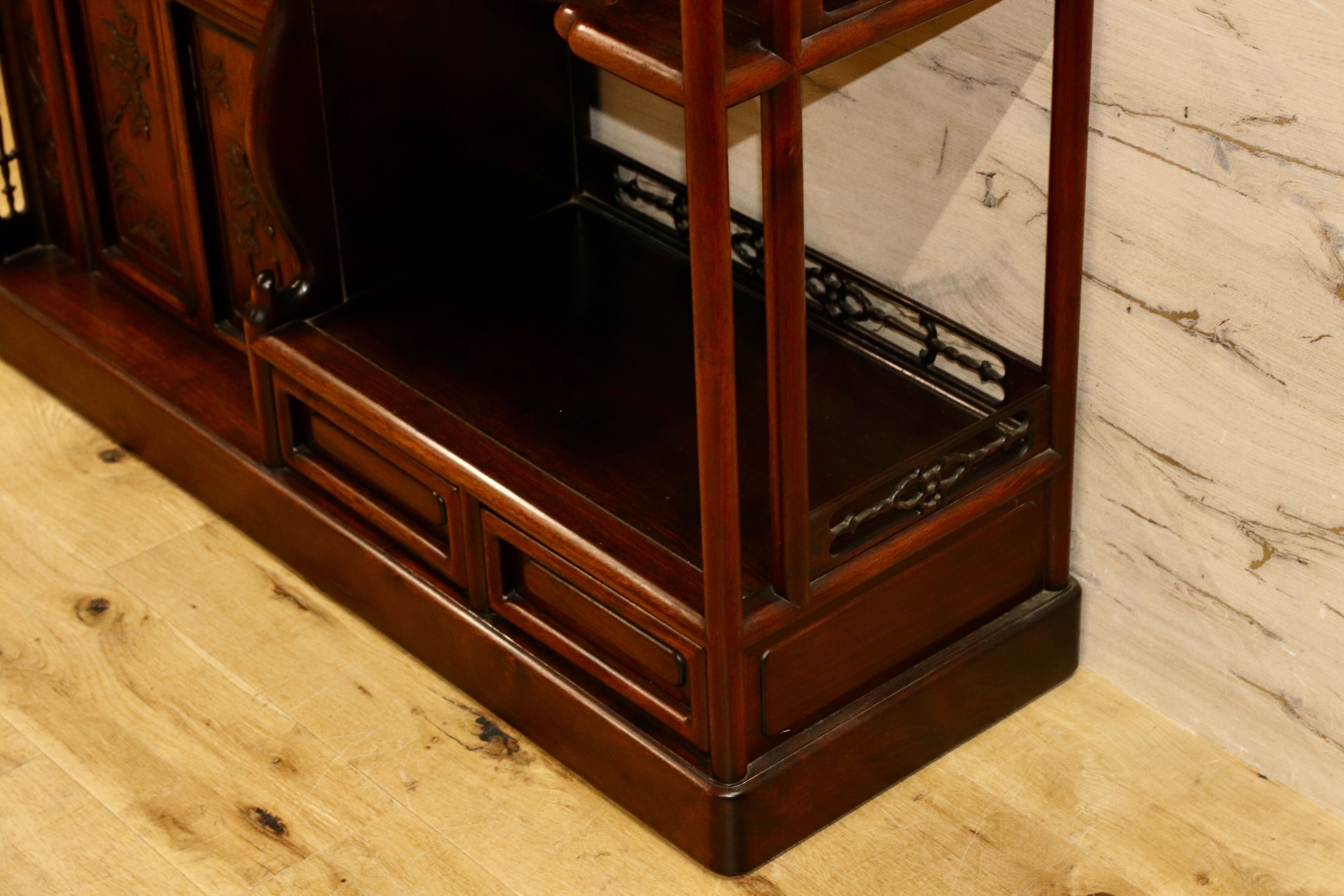 唐木家具 銘木 花梨一枚板 階段棚 茶箪笥 飾り棚 サイドボード