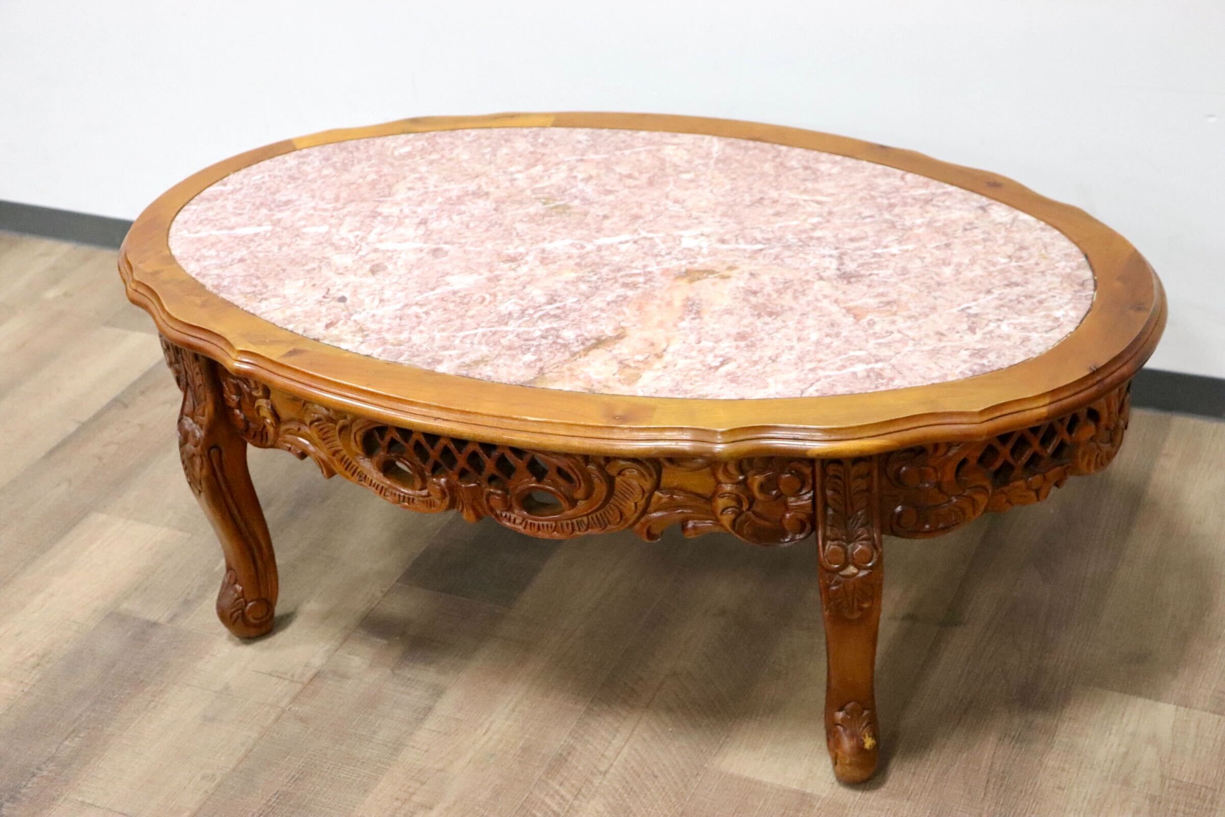 センターテーブル 木製 ロココ調 大理石天板 猫足 アンティーク 希少