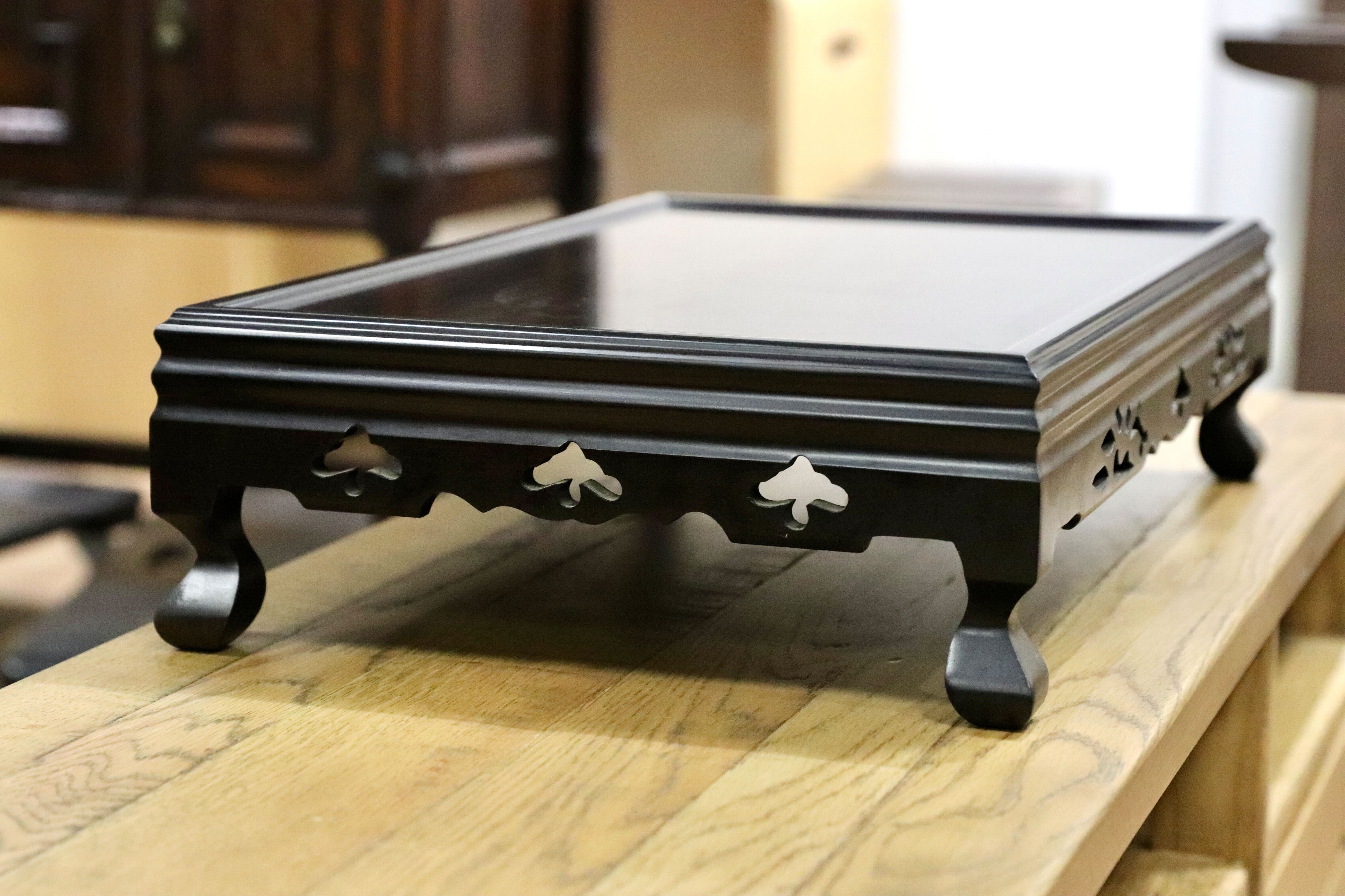 高級黒檀、和製アンティーク、花台、飾り台