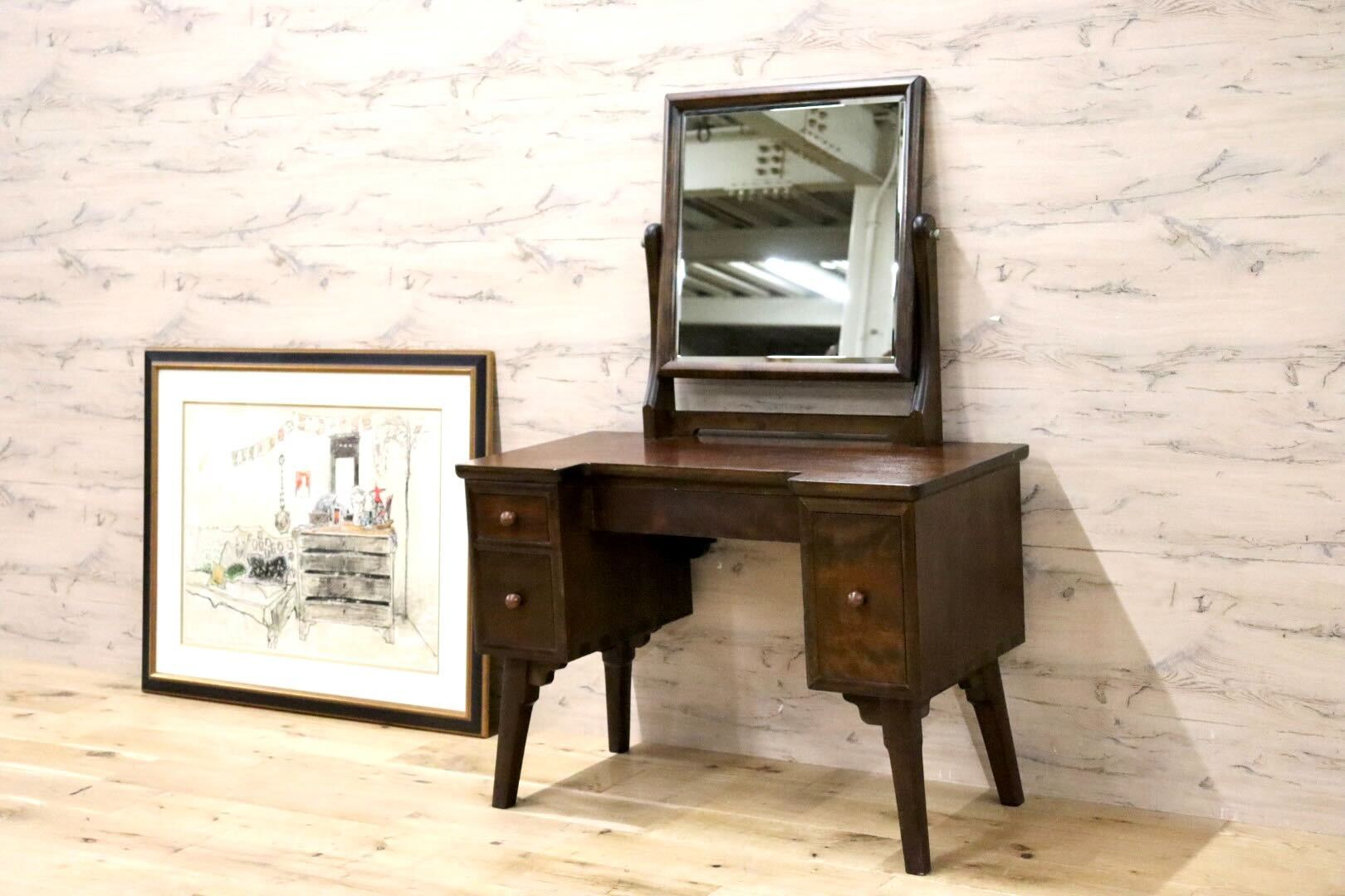 アンティーク鏡 レトロ ドレッサー オファー 昭和レトロ 鏡台 三面鏡