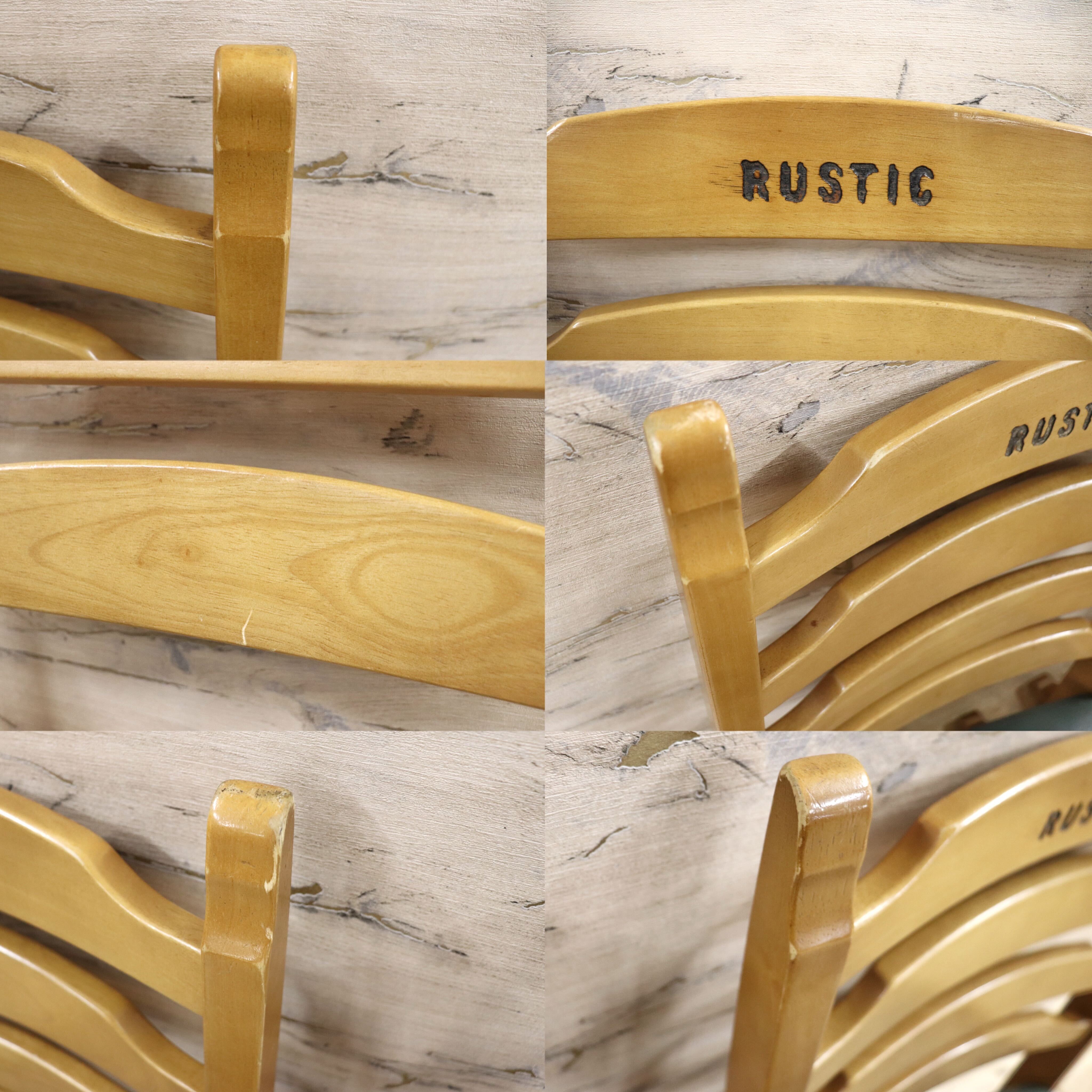 オールドカリモク ルスティック ダイニングチェア 紋章 焼印入り 4客