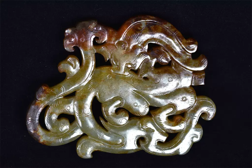 漢代 螭竜紋玉勒佩 古玉老玉和田玉装身具 中国美術