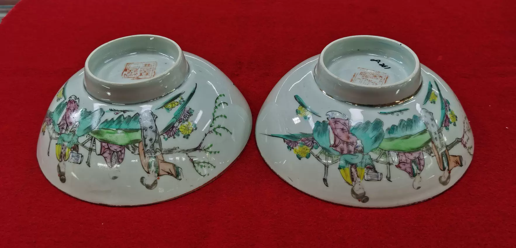 民国期 粉彩色絵『鳥花鳥漢詩文』飾壺 水指 鉢☆唐物☆時代物☆茶事