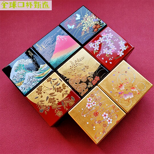 漆器 椀 5個セット 金箔 紫の花模様 蓋付き 漆器 椀 5個