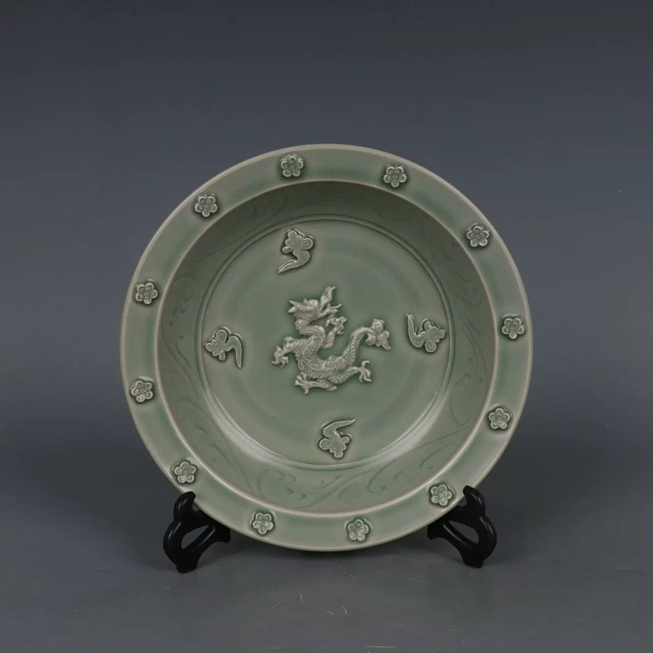 中国古美術品 宋時代 青磁刻花 中皿 22cm 龍泉窯 合箱あり 【公式通販】