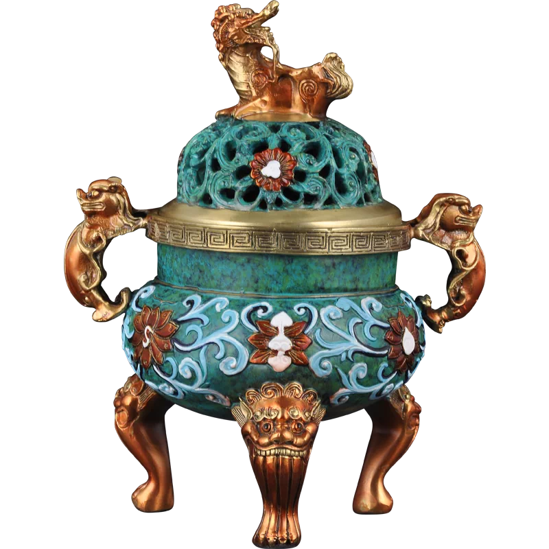 金閣 中国美術 古銅 双耳 三足 香炉 宣徳年製款 φ13.5cm