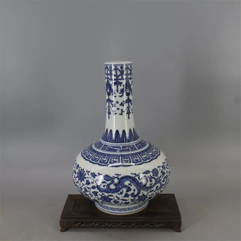 中国 染付 大鉢 龍花唐草図 大清乾隆年製銘 中国 染付 大鉢 龍花唐草図