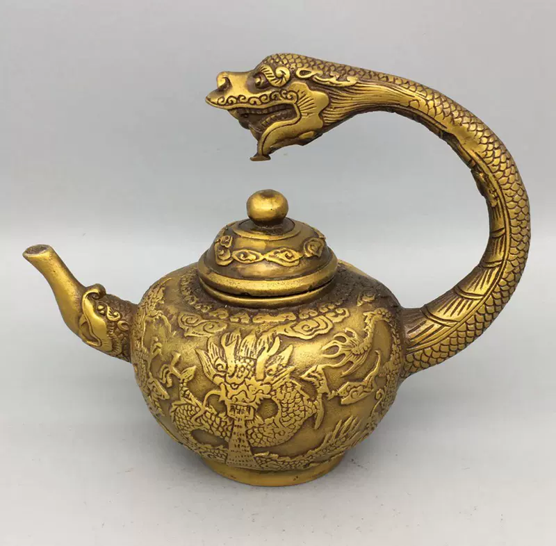 茶壺 双竜匣銅壺 銅器 茶道具 香道具 装飾品 工芸品 美術品 置物 茶壺