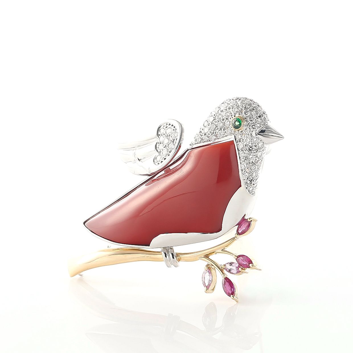 HANAJIMA ONLINE SHOP / 血赤珊瑚鳥のブローチ