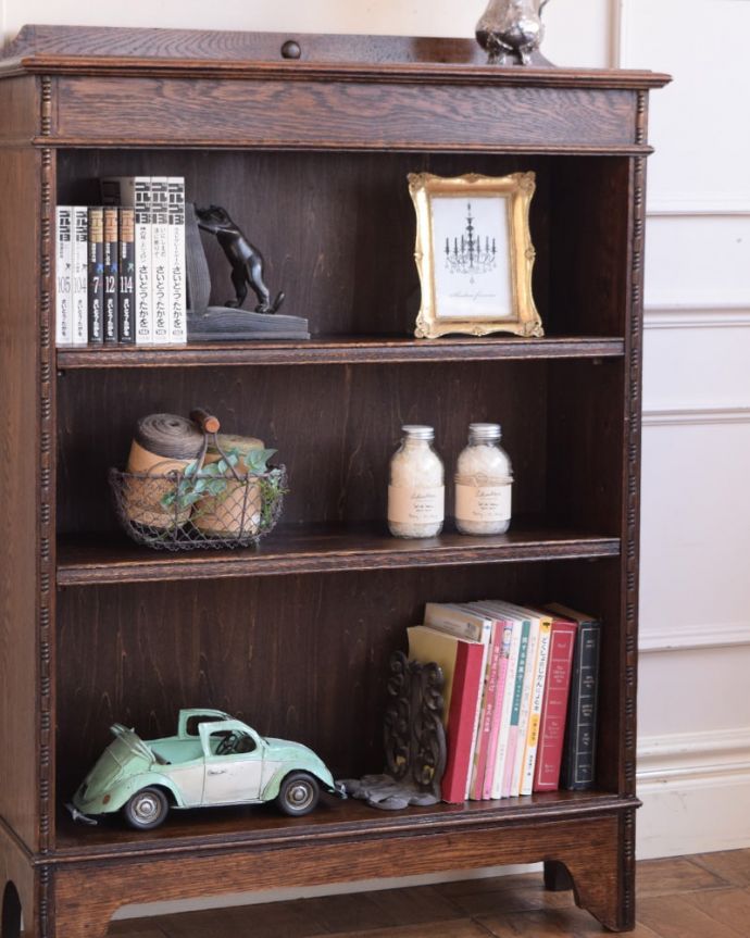 アンティークのオープンシェルフ、イギリスのオープンラック(j-2716-f