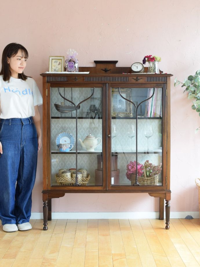 展示品】ヴィンテージ ガラスキャビネット ガラスキャビネット チーク