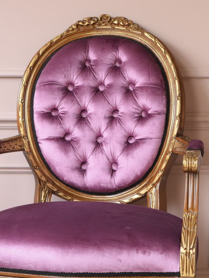 フランスのアンティークチェア、優雅なアーム付きのサロンチェア(q-545