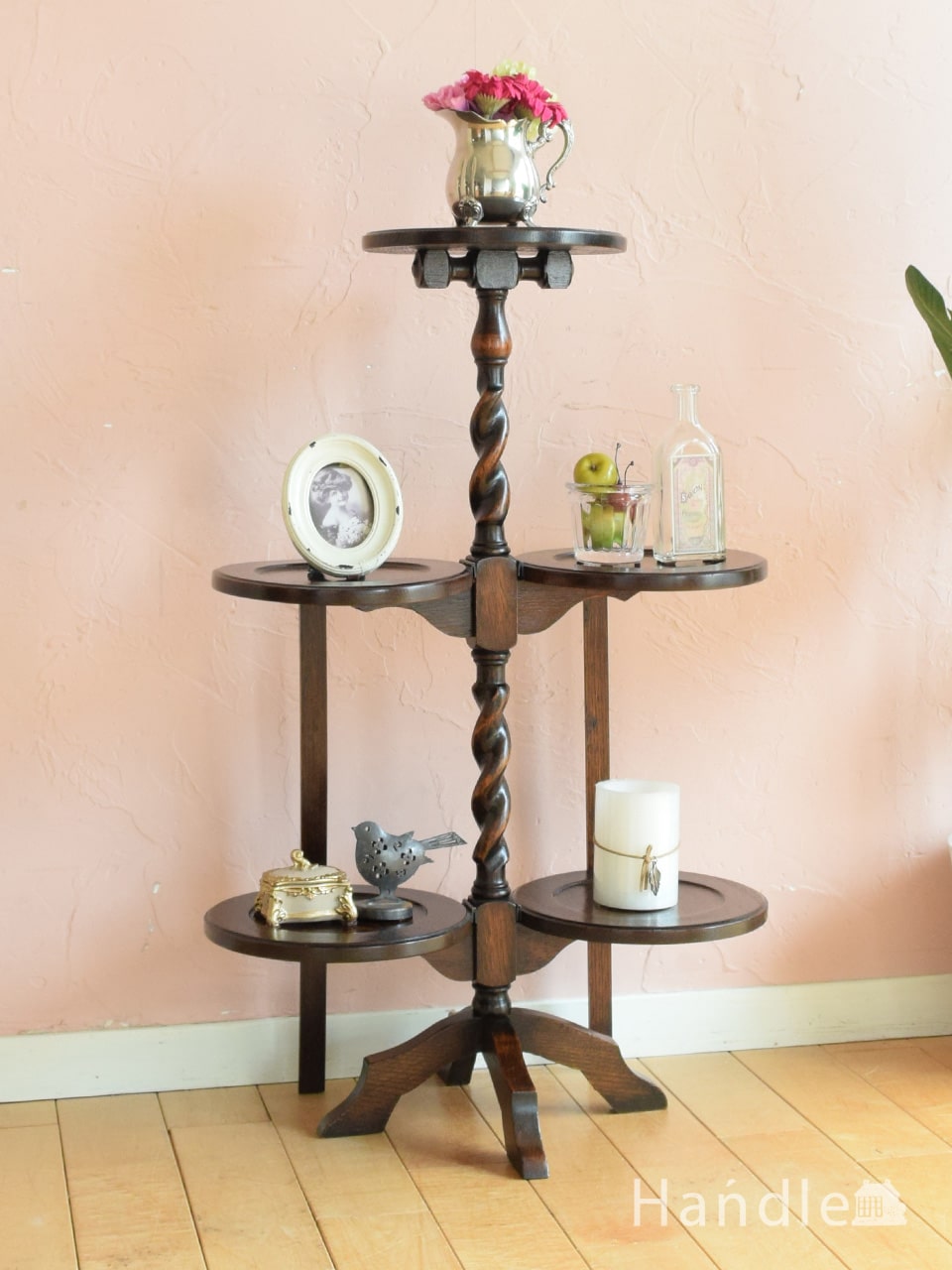 イギリス アンティーク 家具 プランツスタンド ツイスト 花台 英国