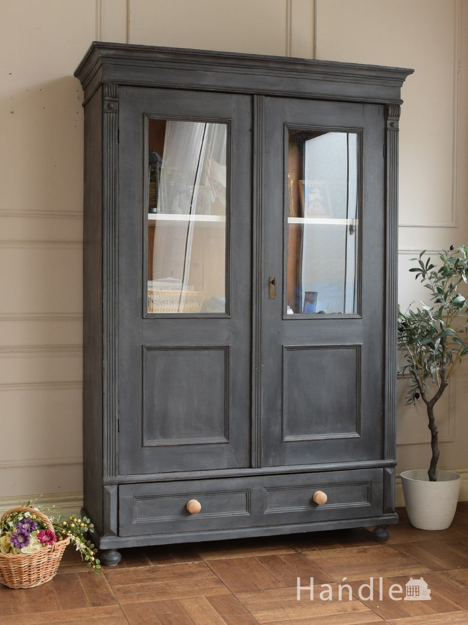 フランスアンティークキャビネット19世紀 シャビー