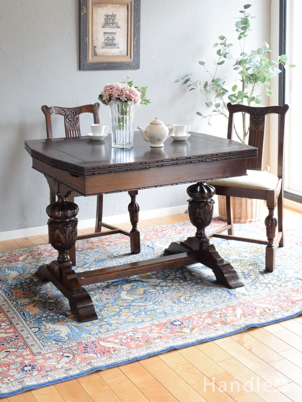 英国アンティーク オーク材 ドローリーフテーブル BROUGH BROS LTD