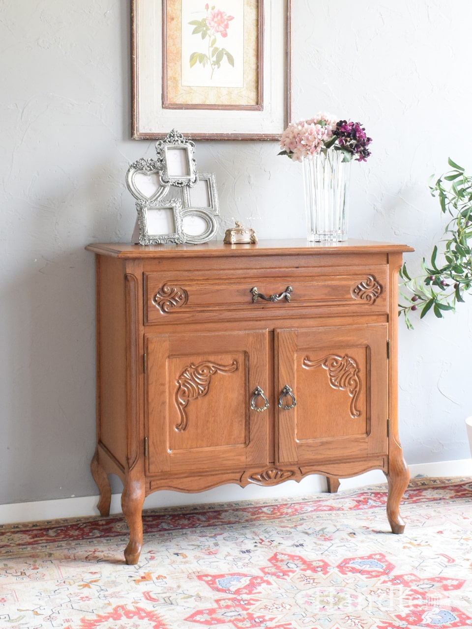 フランスアンティーク猫脚カップボード/木製サイドボード/キャビネット