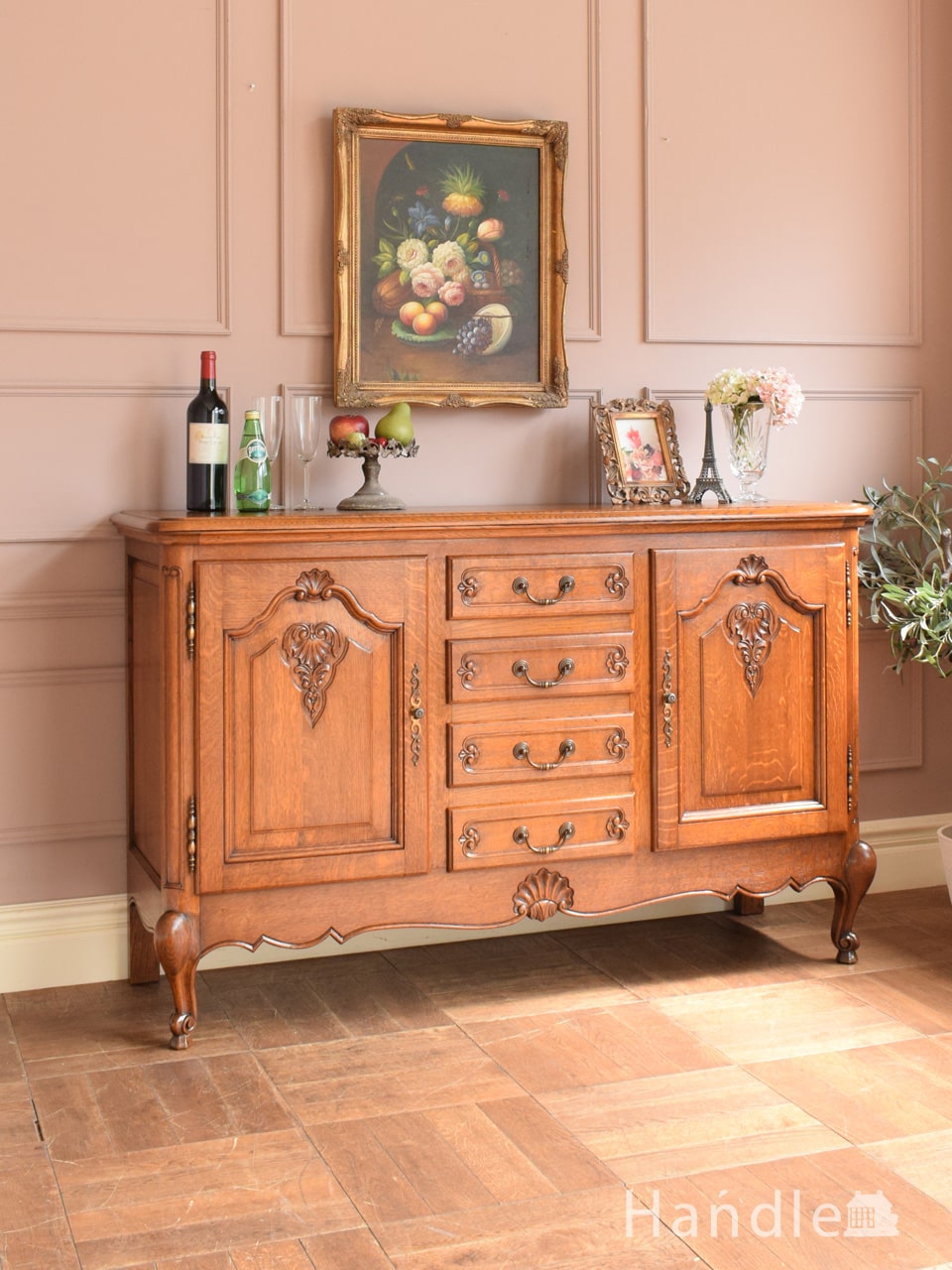 英国アンティークチーク古木サイドボード/木製キャビネット/チェスト