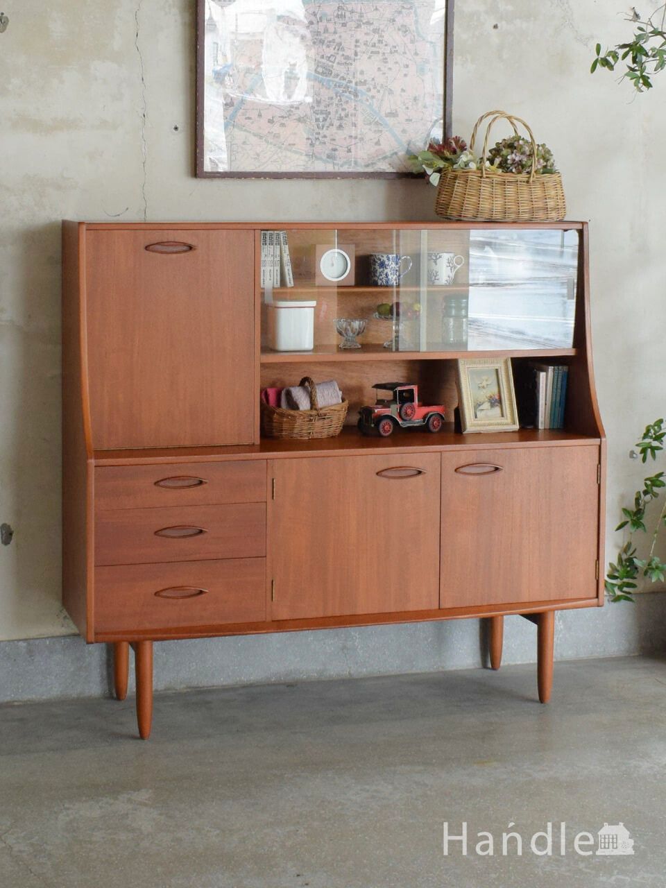 英国アンティーク木製ミュージックキャビネット/チェスト/レコード(91