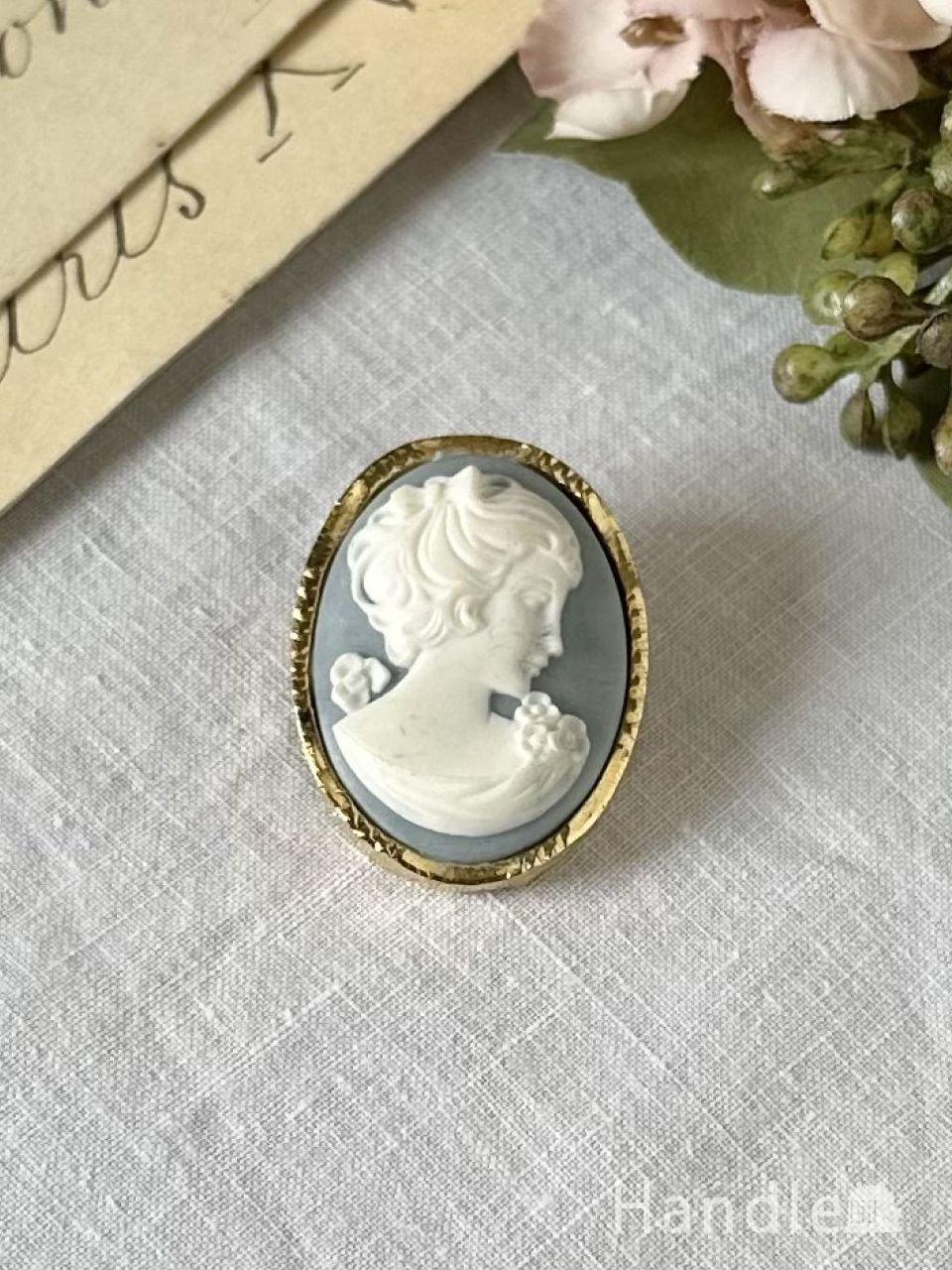 英国アンティークカメオ ブローチ（美しい女性）(m-1159-z