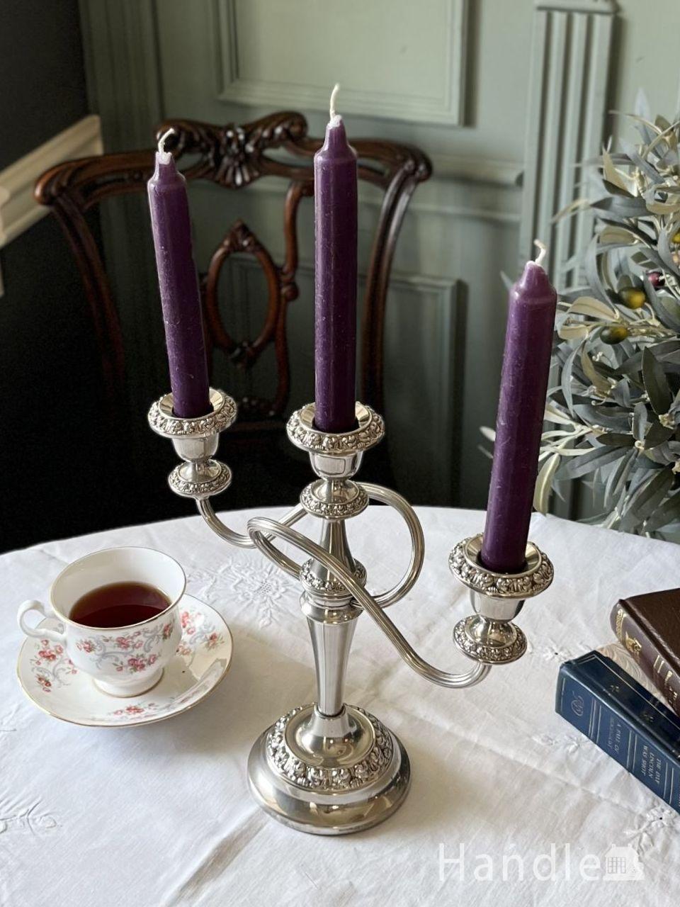 3連キャンドルスタンド】蝋燭 ホルダー 古道具 蚤の市 ブロカント
