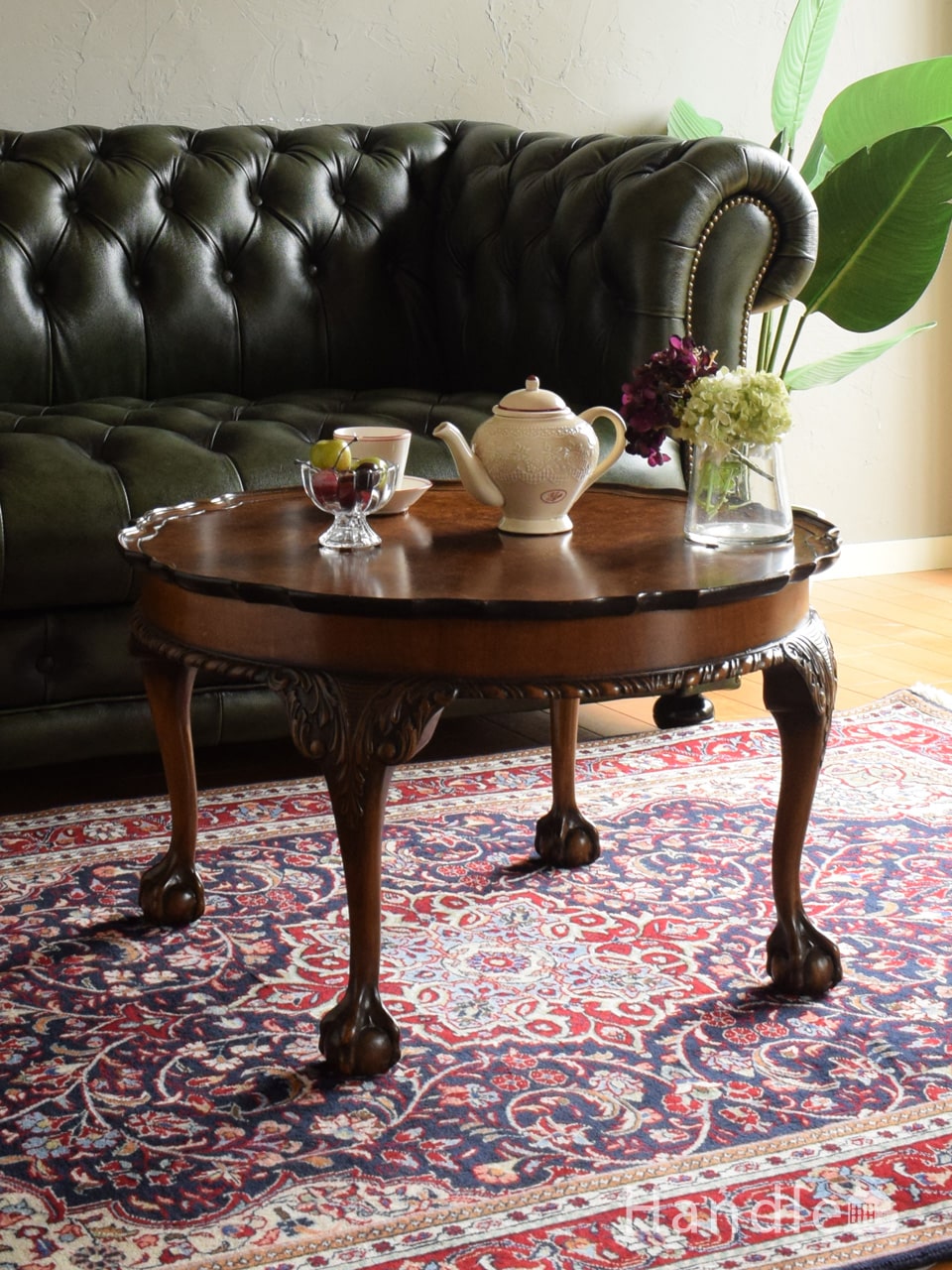 ヴィンテージのおしゃれな六角形テーブル、ガラス天板のG-planコーヒー