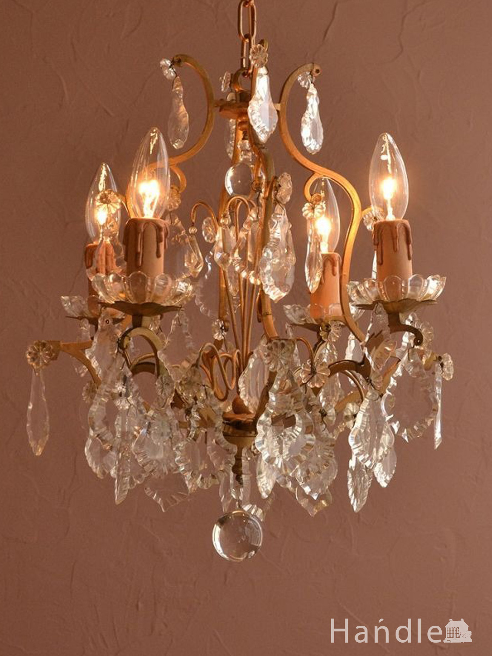 アンファン シャンデリア カントリー 木製 8灯 レトロ アンファン