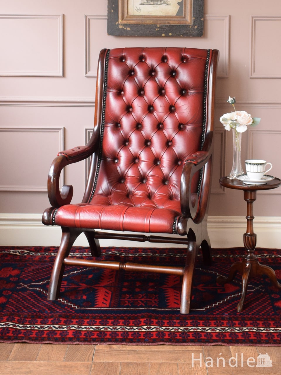 アンティークのパーソナルチェア、マホガニー材の優雅なアームチェア(q