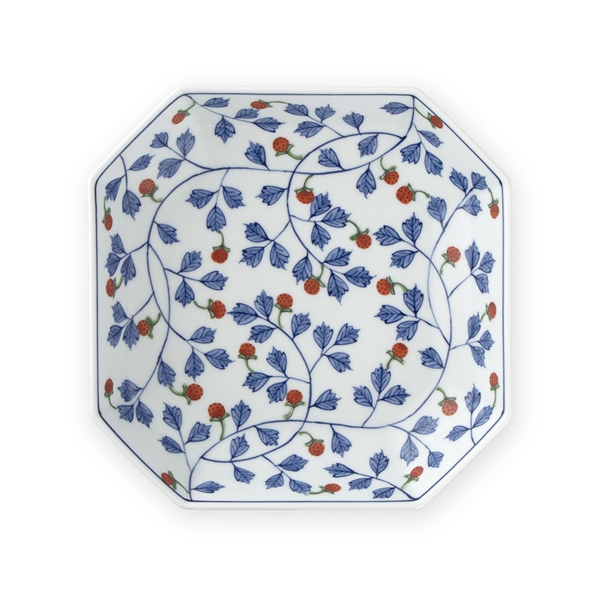 源右衛門 染錦草花文 和菓子皿 是米木窯 10客 染付 共箱 源右衛門 染錦