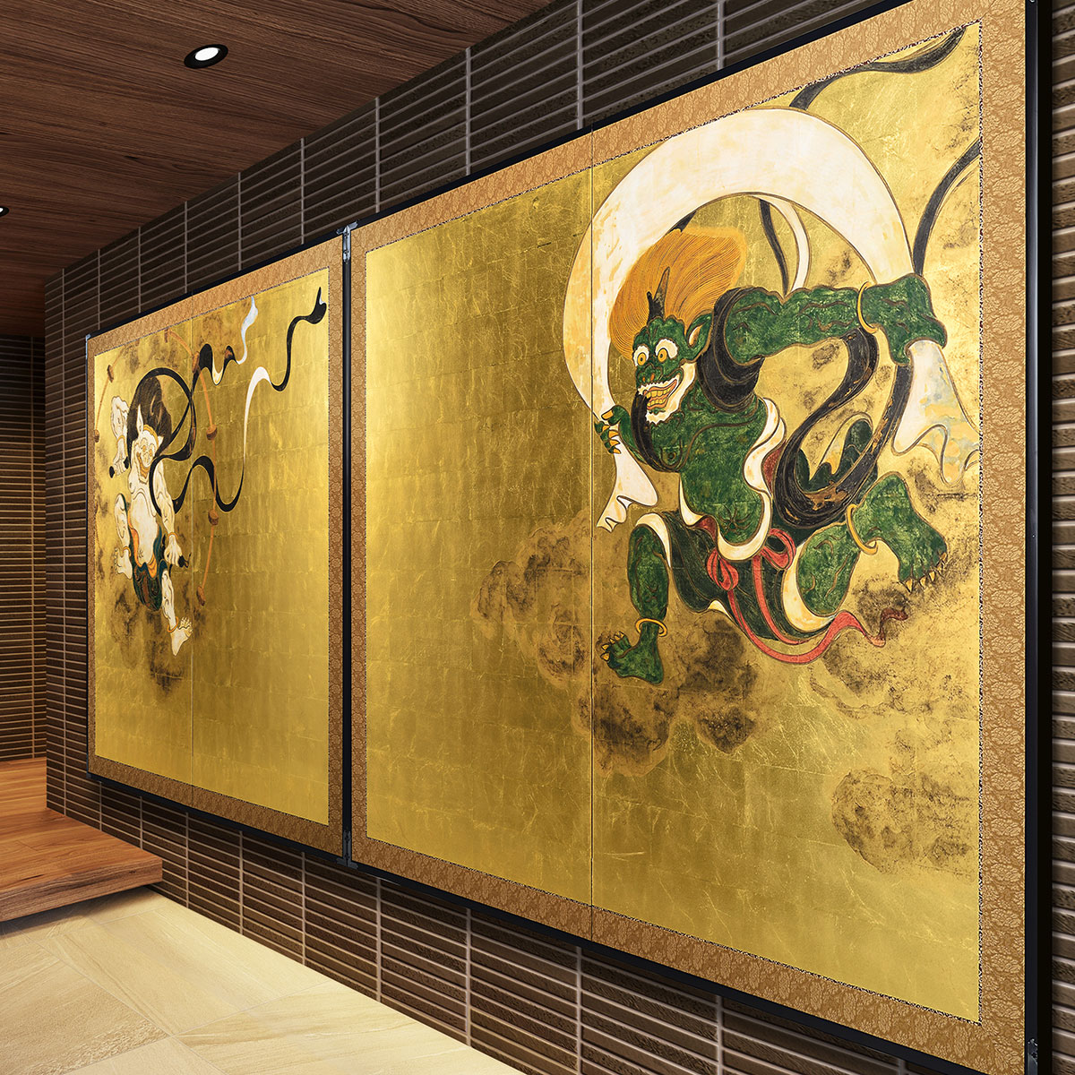 箔一 hakuichi 金箔 金沢箔 金沢 工芸品 二曲一双屏風 風神雷神