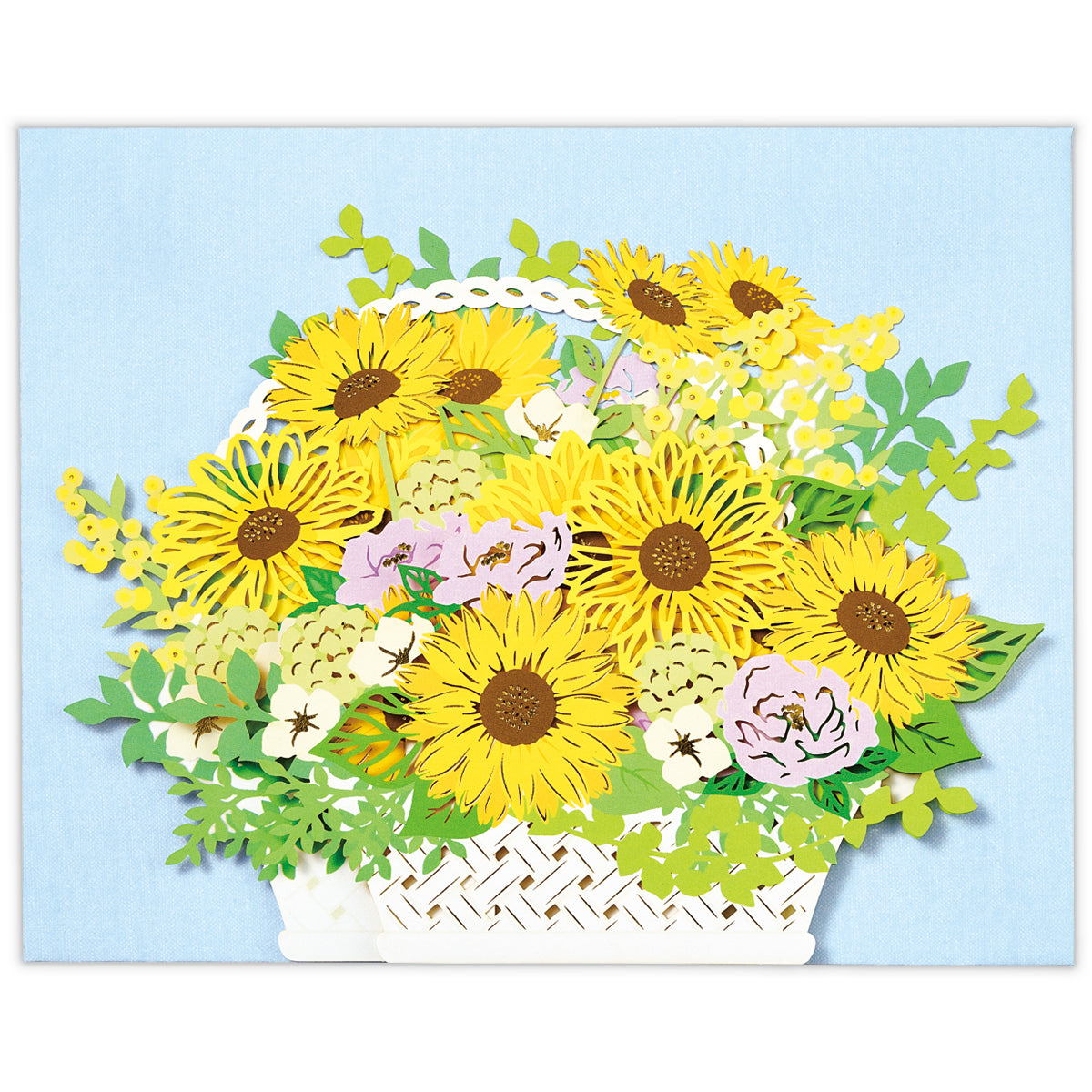 イギリスグリーティングカード立体3D ヒマワリ ネコひまわり畑