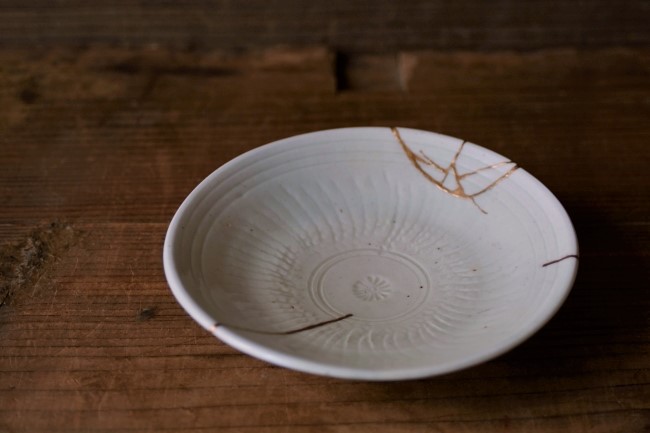 備前焼 金継ぎ 平皿｜一点もの｜小皿・取り皿 備前焼 金継ぎ 平皿