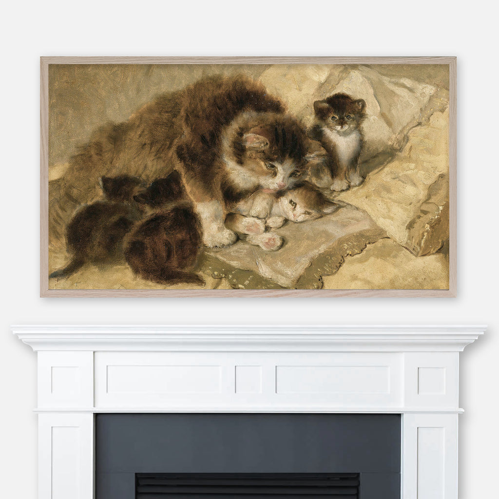 Henriette Ronner-Knip Painting - Mother's Pride - Mom Cat and Her