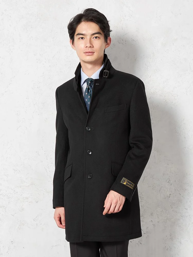 公式 希少 ポールスミス カシミヤ混 ダブル チェスター コート 黒