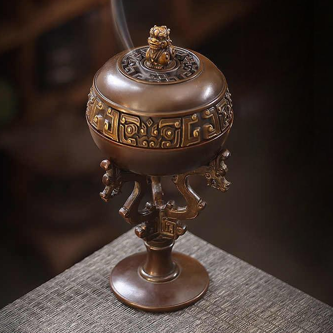 中国製 アンティーク 香炉 アンティーク調 台湾香炉(小) 獅子 |開運