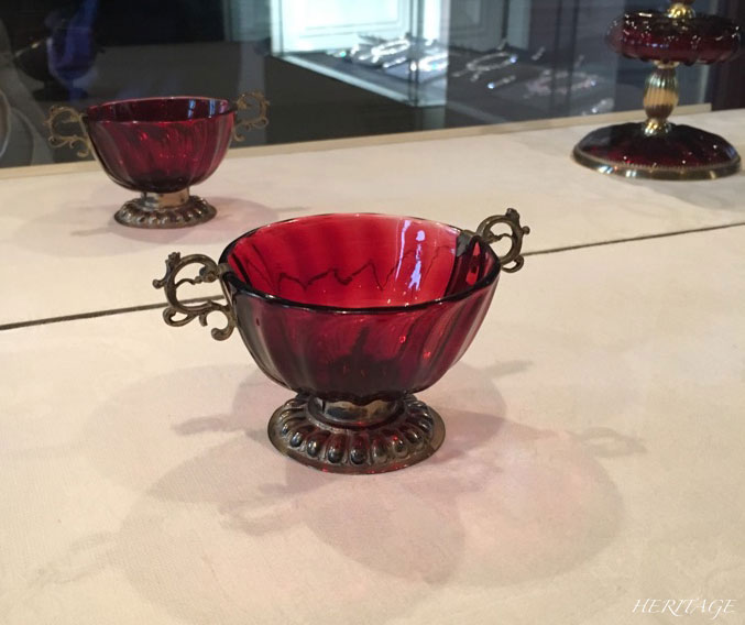 ボヘミアガラス 朱色 ボウル 32cm 花生け ボヘミアガラス 朱色 ボウル