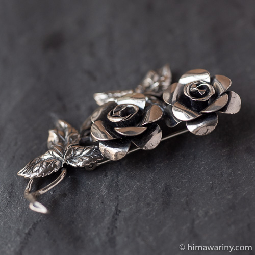 Silver 925 Rose Flower Design ブローチ Silver 925 Rose Flower