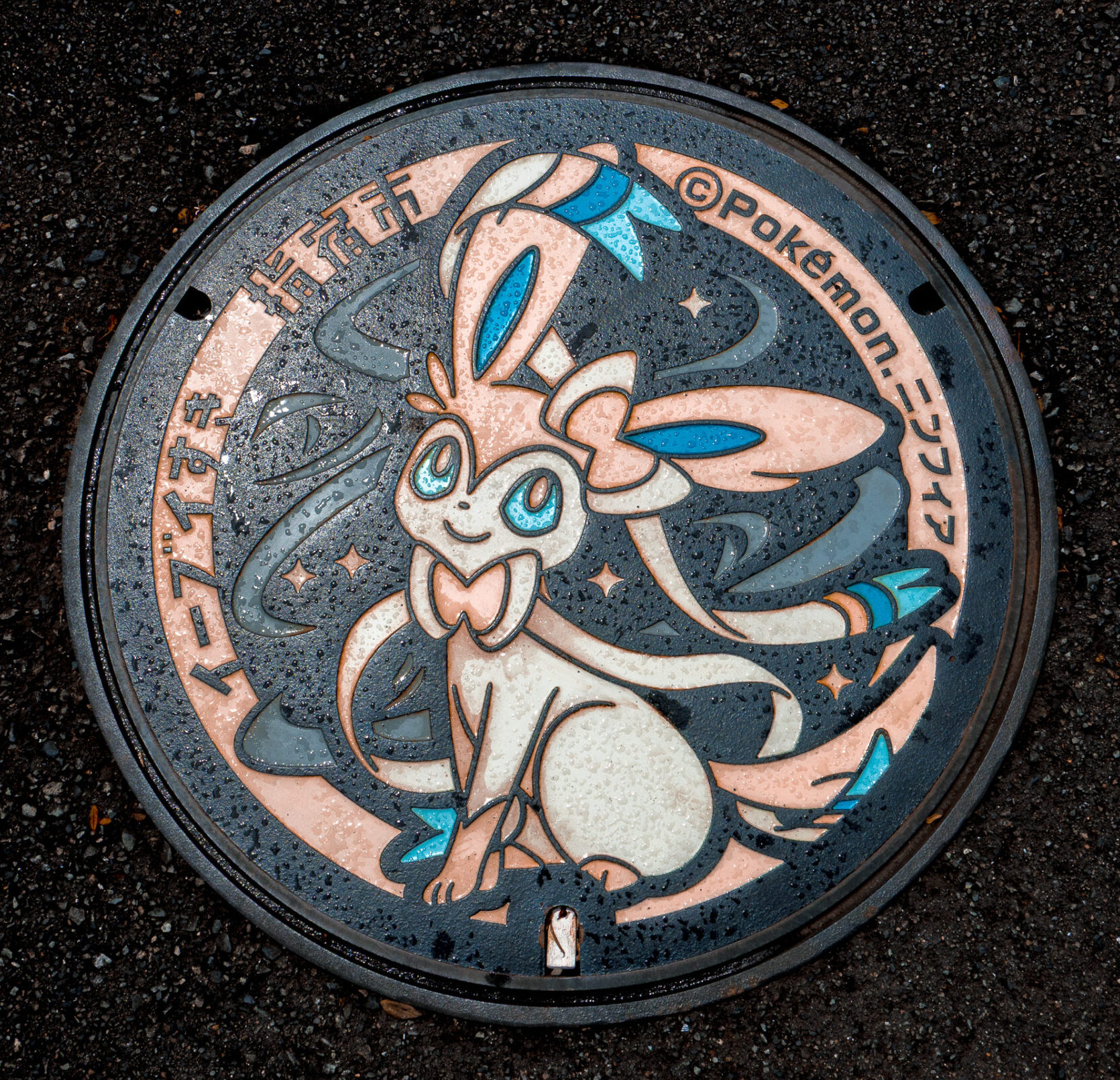 ポケふた 小さいマンホール イーブイ 指宿市 ポケモンマンホール『ポケ
