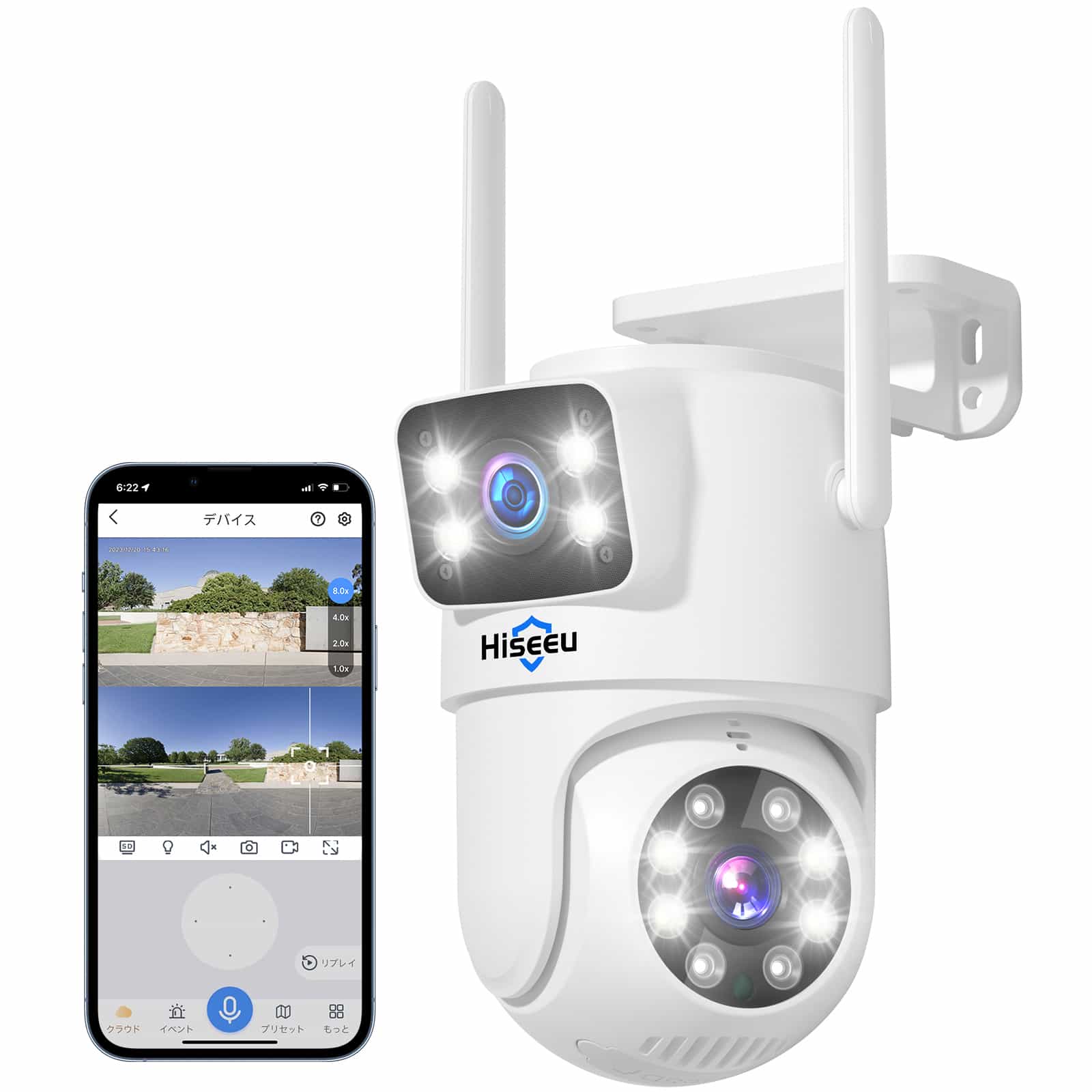 2.4 Ghz/5Ghz両方に対応可能]HISEEU 双眼カメラ300万画素 PTZ操作