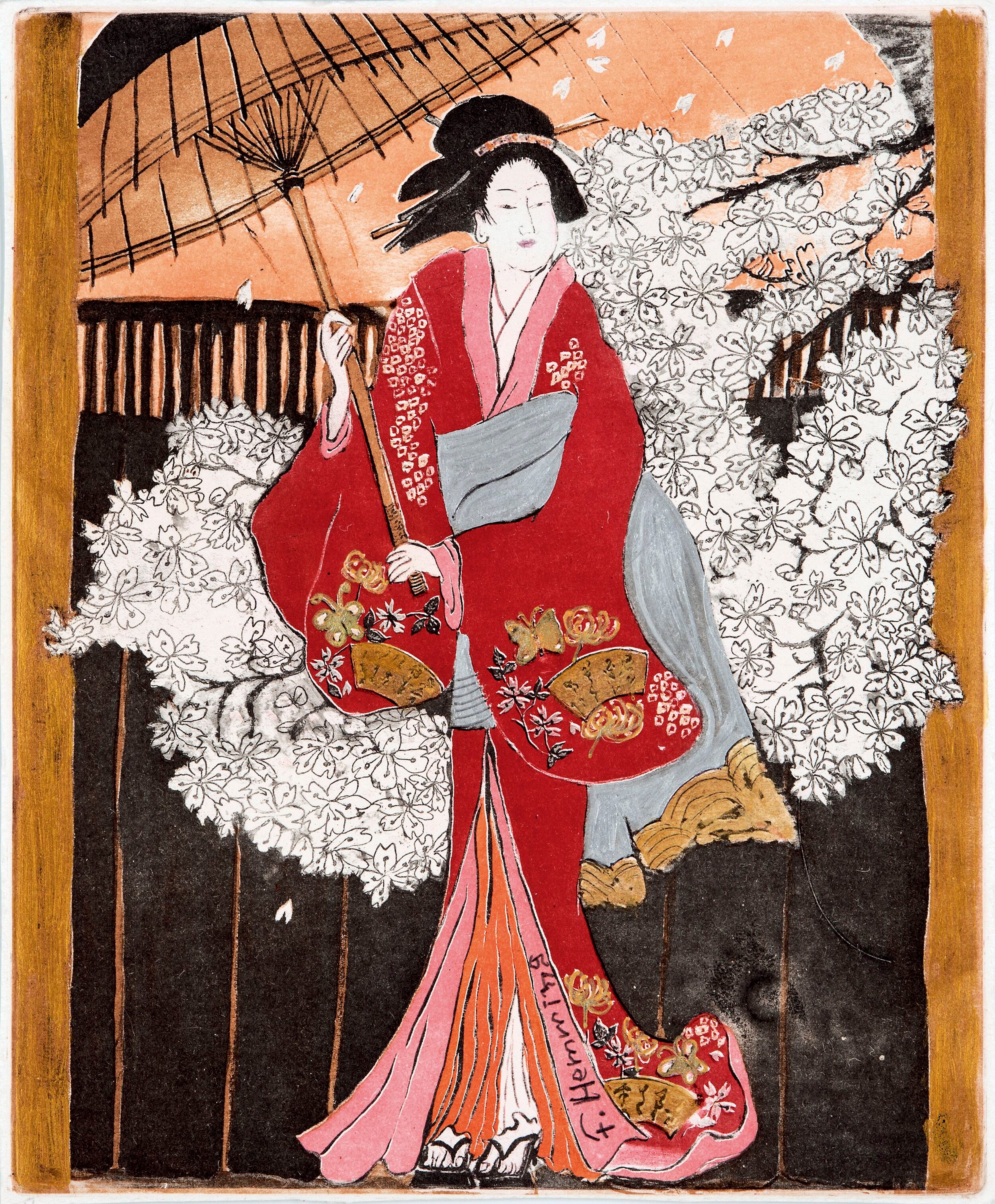 美品 フジ子・ヘミング/水彩画 天使の訪れ/直筆サイン入り フジコ