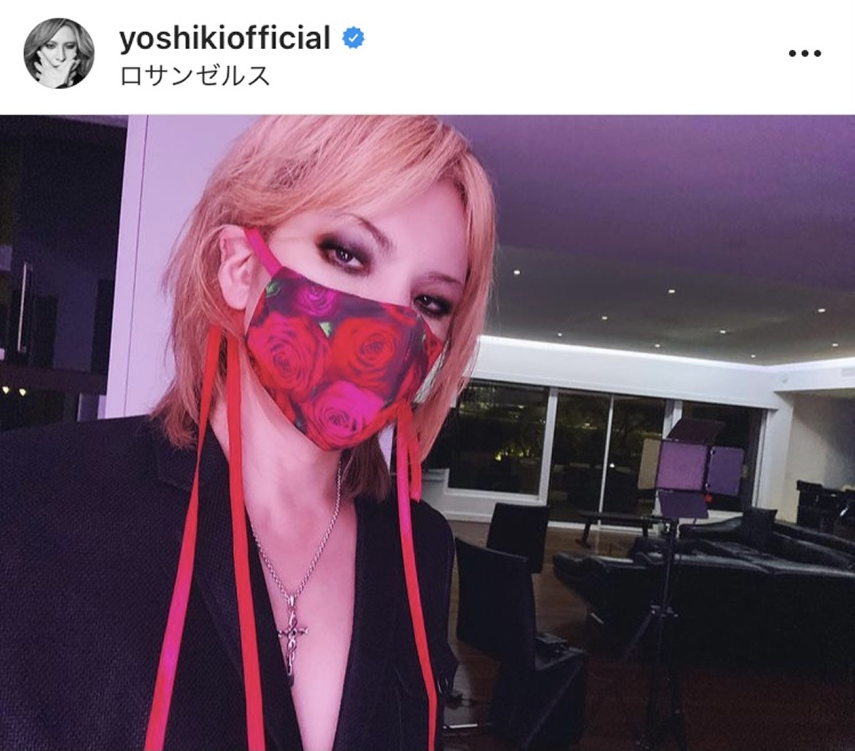 YOSHIKI YOSHIKIMONO マスク ブラック×レッド X JAPAN YOSHIKIMONO