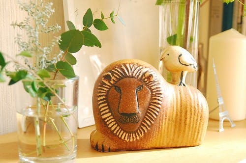 取扱い終了】Lisa Larson/リサ・ラーソン/オブジェ/ライオンと鳥